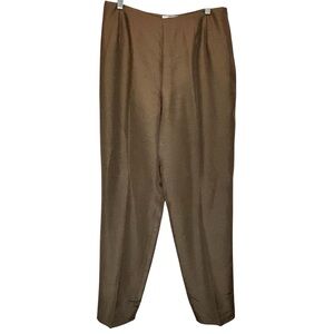 Talbots Silk Wool Blend Brown Wide Leg Dress Pants, Fully Lined - Size 12